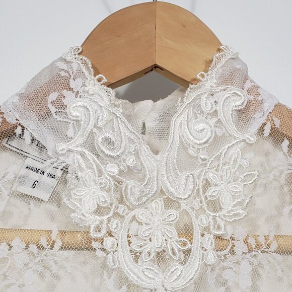 Vintage Scott McClintock White Formal Lace Gown Lined Floral pattern Size 6 - Picture 7 of 11
